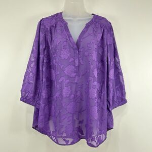 Torrid Top Womens‎ 2X Purple NWT Harper Clip Chiffon Pullover Cottagecore Dainty